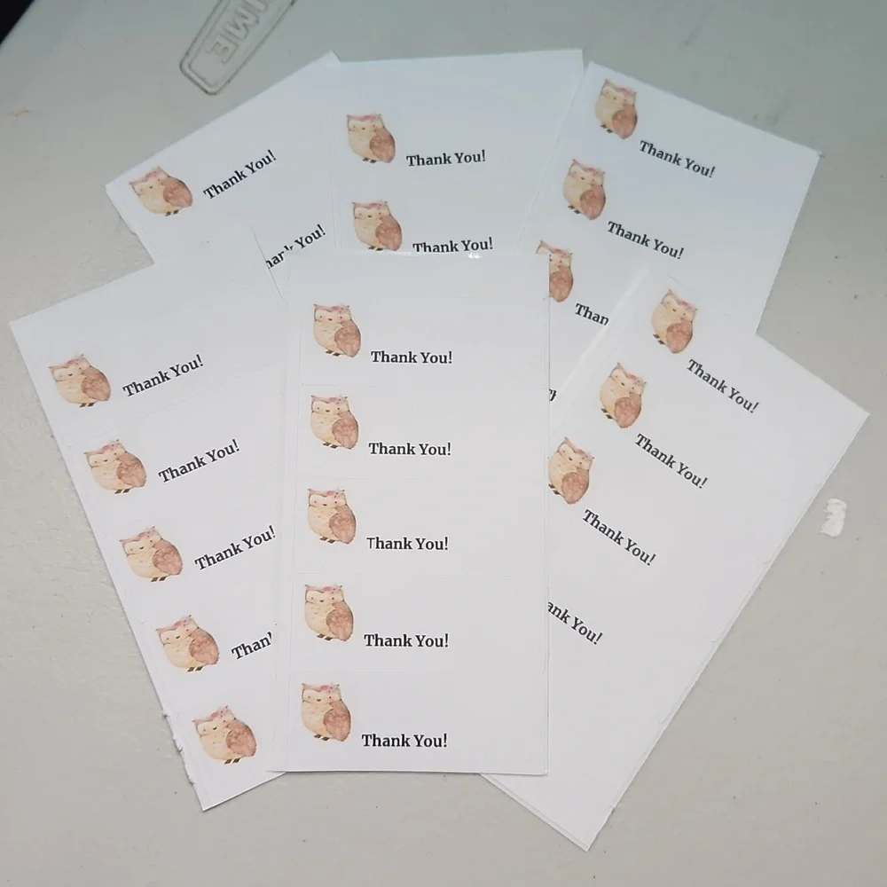 Hand Crafted Owl Thank You Stickers 100 Count